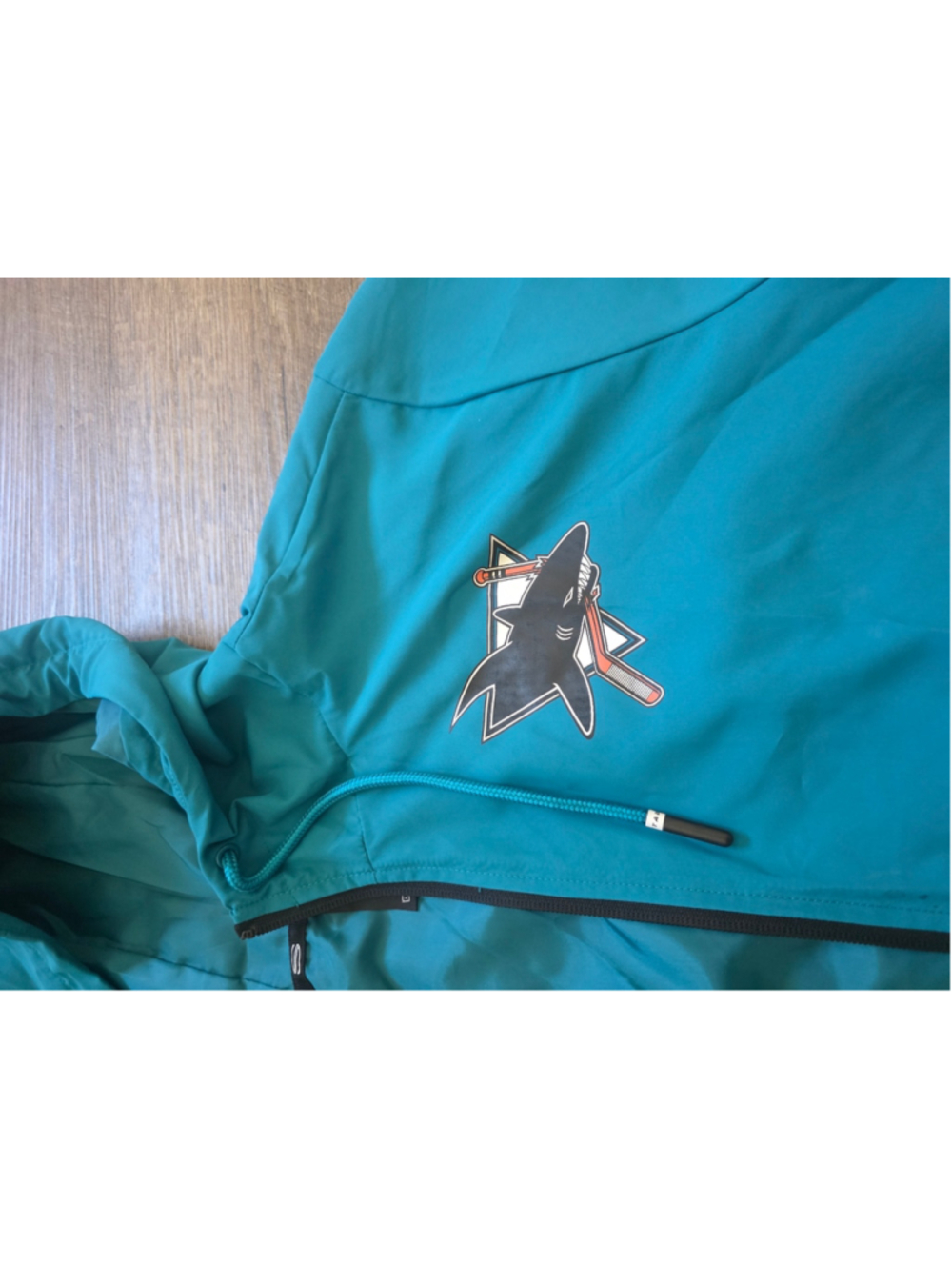 Men's Stadium Essentials San Jose Sharks Windbreaker Jacket Size M Teal Black - Picture 4 of 5